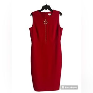 Calvin Klein Red Sheath Dress Size 12